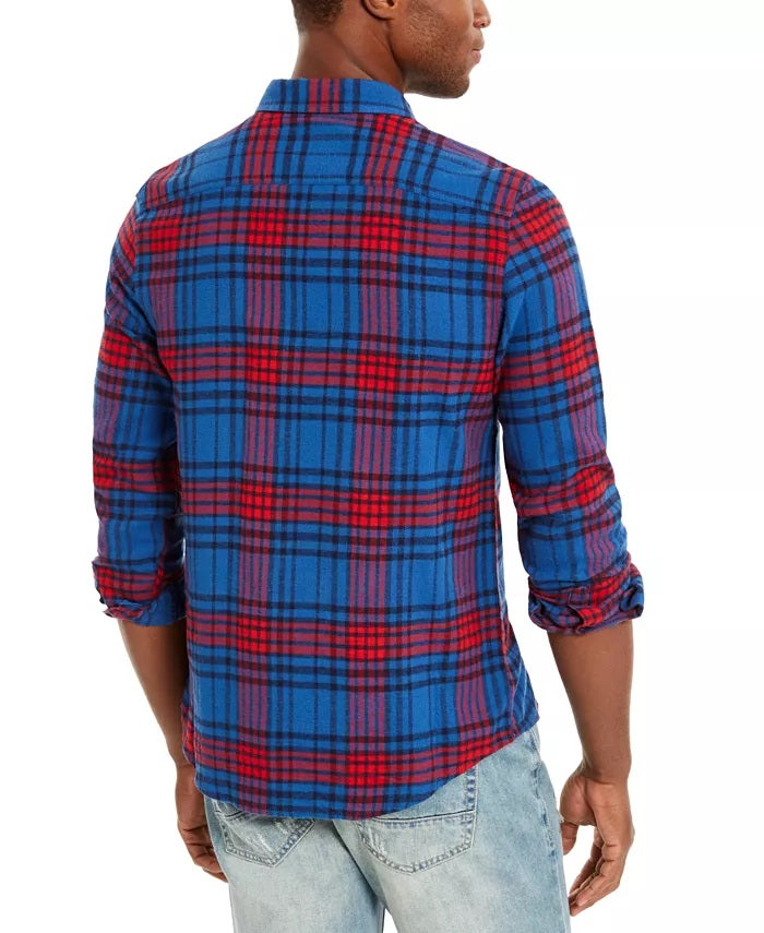 American Rag Men's Brady Plaid Shirt Navy Size Large
