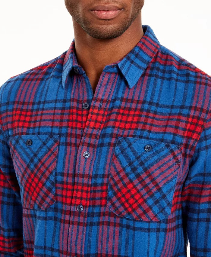 American Rag Men's Brady Plaid Shirt Navy Size Large