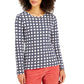 Charter Club Women's Printed Pima Cotton Top White Size Large