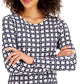 Charter Club Women's Printed Pima Cotton Top White Size Large