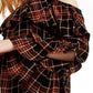 INC International Concepts Women's Ruffled Cold-Shoulder Plaid Top Black Size Medium