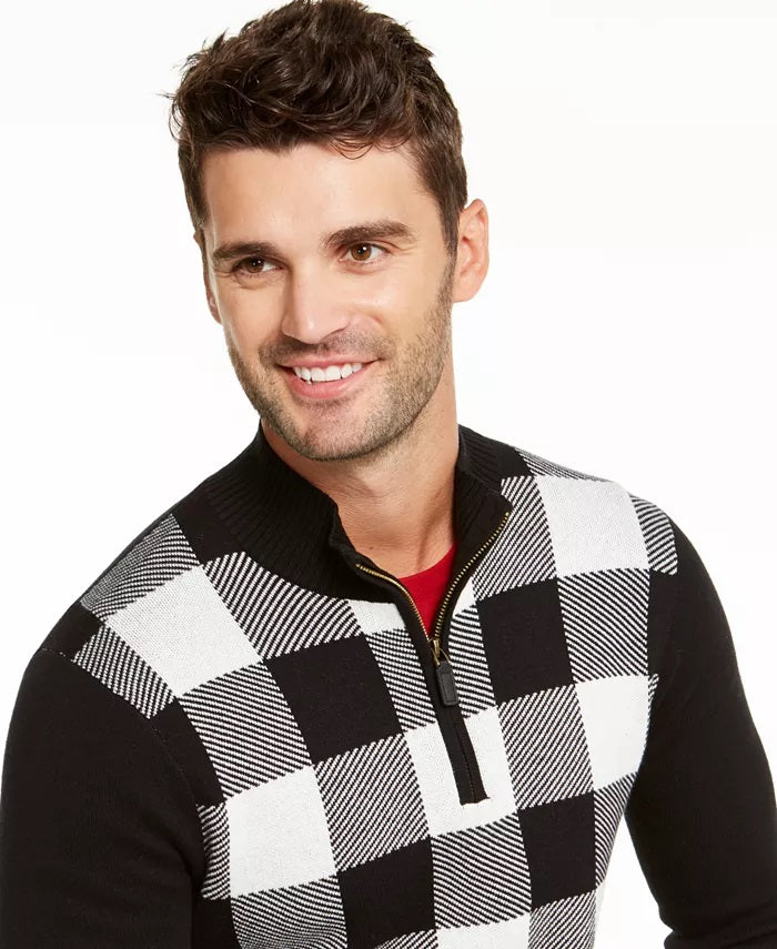 Charter Club Men's Buffalo Check Family Sweater Black Size Large