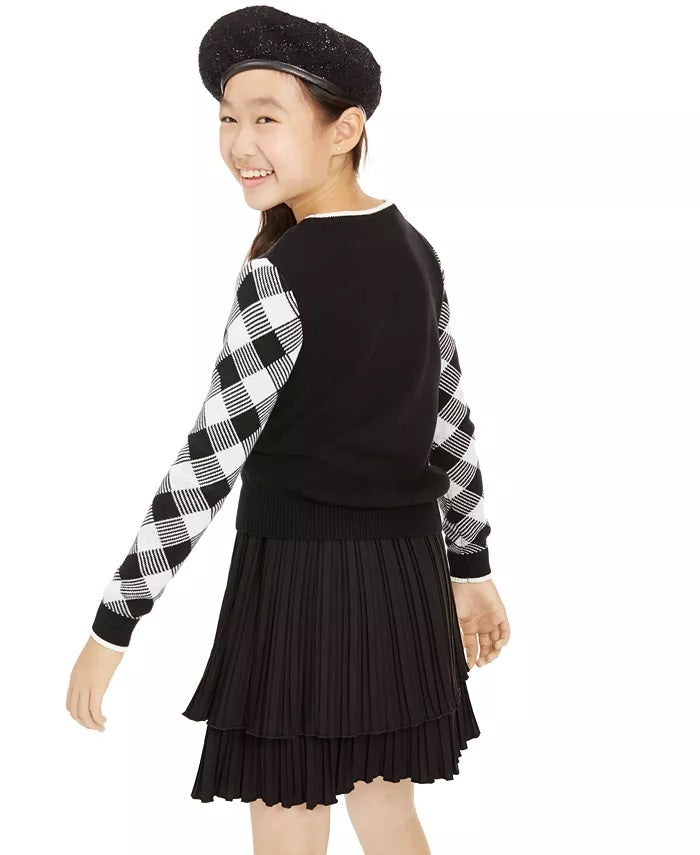 Charter Club Big Girls Buffalo Check Family Sweater Black Size Medium
