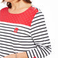 Karen Scott Women's Sport Colorblocked Striped Top Bright Red Size Medium