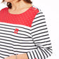 Karen Scott Women's Sport Colorblocked Striped Top Bright Red Size Small