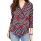 Charter Club Women's Printed V Neck Top Intrepid Blue Size Medium