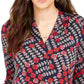 Charter Club Women's Printed V Neck Top Intrepid Blue Size Medium