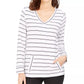 Charter Club Women's Striped V Neck Tunic White Size X-Large