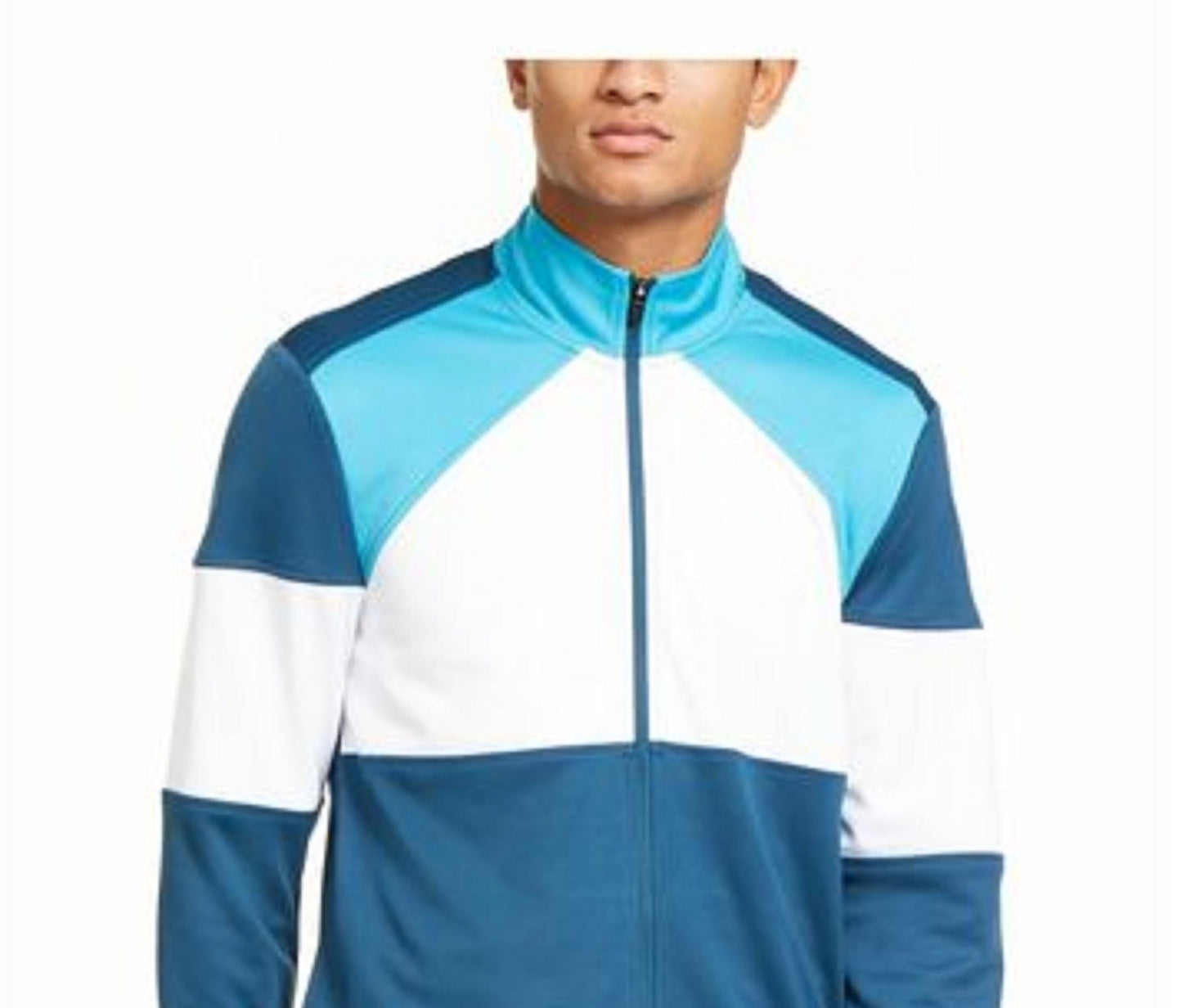 Id Ideology Men's Colorblocked Track Jacket Turq/Aqua Size XX Large