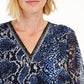JM Women's  Collection V-Neck Tunic Navy Size Small
