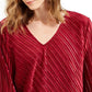 Alfani Women's Ribbed Velvet Top Red Size Petite Medium