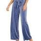 INC International Concepts Women's Velvet Wide-Leg Paperbag Pants Navy Size Large