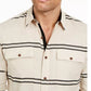 Sun + Stone Men's Ivan Stripe Shirt Beige khaki Size X-Large