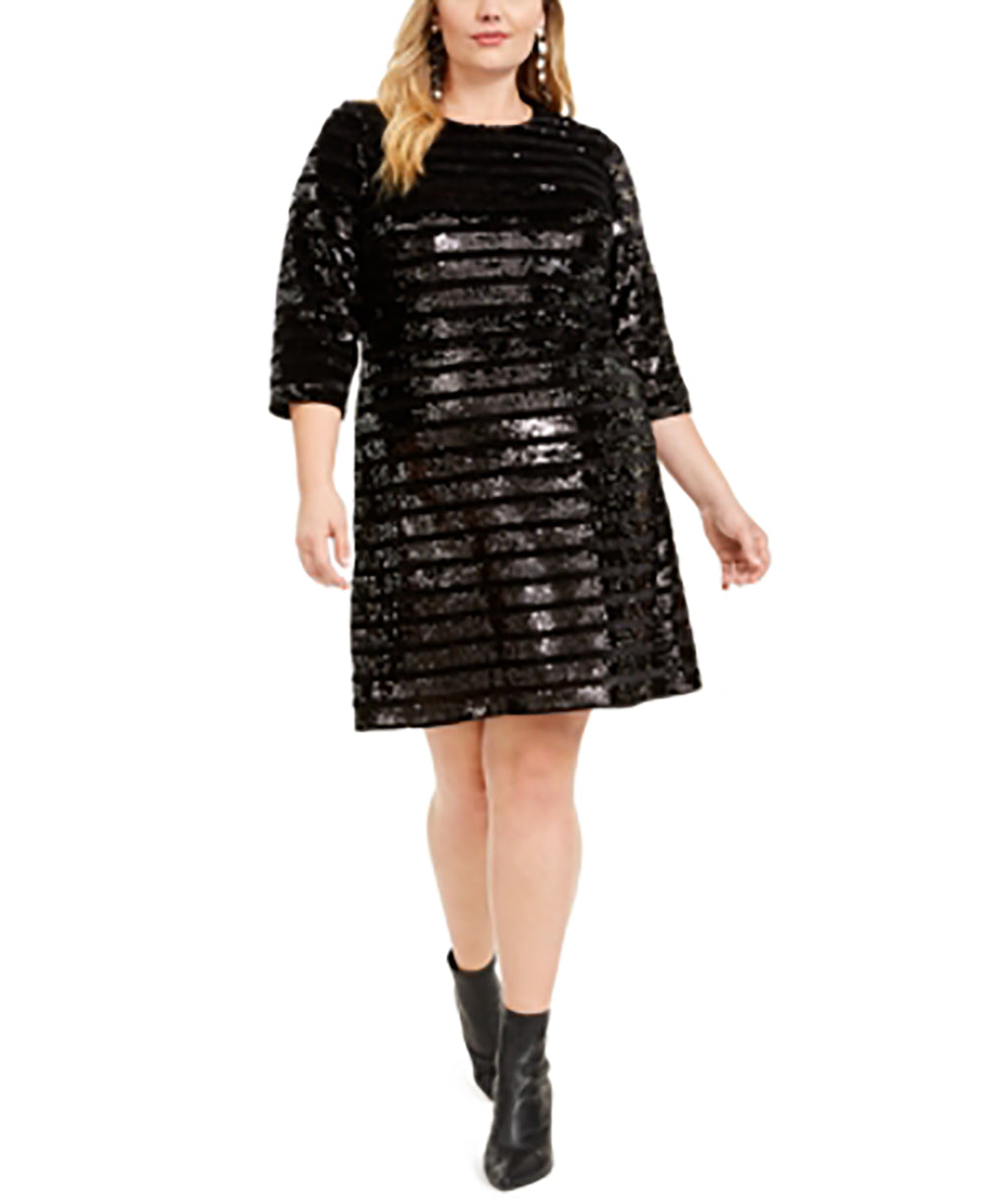 INC International Concepts Women's Plus Size Sequin Sheath Dress Black Size 2X