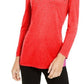 INC International Concepts Women's Embellished Shine V Neck Top Red Size X-Small
