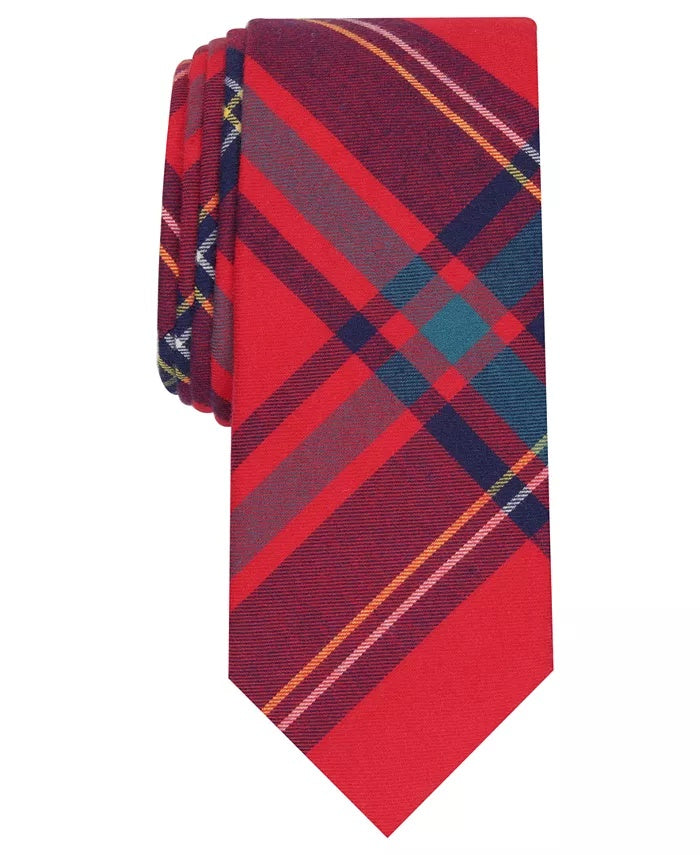 Bar III Men's Abby Skinny Plaid Tie Red Size Regular