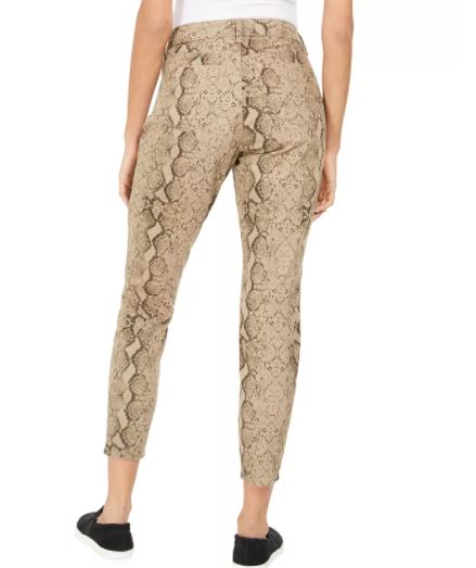 Style & Co Women's Curvy Tummy Control Printed Skinny Jeans Brown Size 10