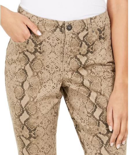 Style & Co Women's Curvy Tummy Control Printed Skinny Jeans Brown Size 10