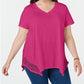 Style & Co Women's Crochet-Trim Tunic Pink Size Medium
