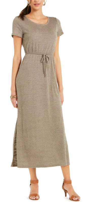 Style & Co Women's Textured Tie Waist Maxi Dress Green Size XX-Large