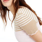 Maison Jules Women's London Printed Scalloped Top Beige Size Medium