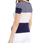 Maison Jules Women's London Printed Scalloped Top Navy Size Medium