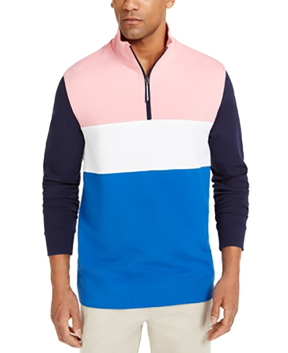 Club Room Men's Regular-Fit Colorblocked 1/4-Zip Sweatshirt Med Pink Size Small