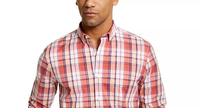 Club Room Men's Plaid Shirt Red Size Small