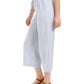 Style & Co Women's Wide-Leg Linen Cropped Pants Blue Size Extra Large