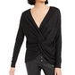 Bar III Women's Glitter Wear-2-Ways Sweater Black Size Small