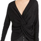 Bar III Women's Glitter Wear-2-Ways Sweater Black Size Small