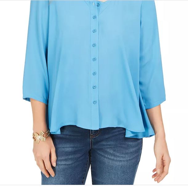 Style & Co Women's Swing Blouse Blue Size X-Small