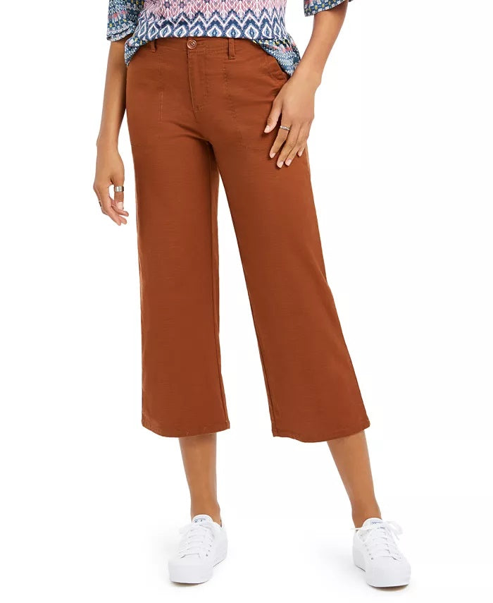 Style & Co Women's Wide-Leg Cropped Pants Brown Size Square 18