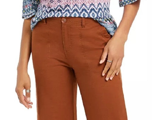 Style & Co Women's Wide-Leg Cropped Pants Brown Size Square 18