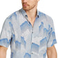 Alfani Men's Fallen Geo Print Shirt Navy Size Large