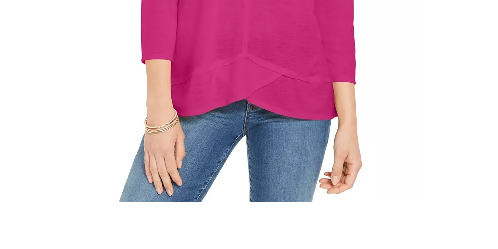 Style & Co Women's Seam Detail High Low Top Blue Size Small