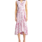 Charter Club Women's Printed Eyelet Ruffled Faux-Wrap Dress Dark Pink Size 8