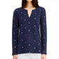 Charter Club Women's Cotton Embroidered Top Blue Size X-Small