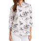 Charter Club Women's Printed Blouse White Size Small