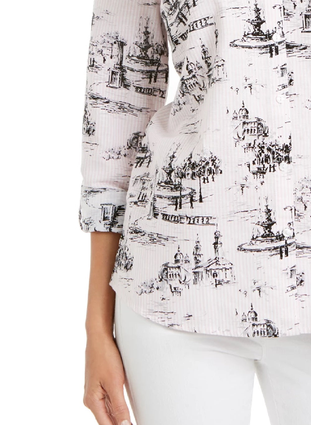 Charter Club Women's Printed Blouse White Size Small