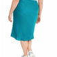 INC International Concepts Women's Plus Size Bias-Cut Midi Skirt Green Size 0X