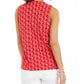 Charter Club Women's Printed Drawstring Neck Top Red Size Medium