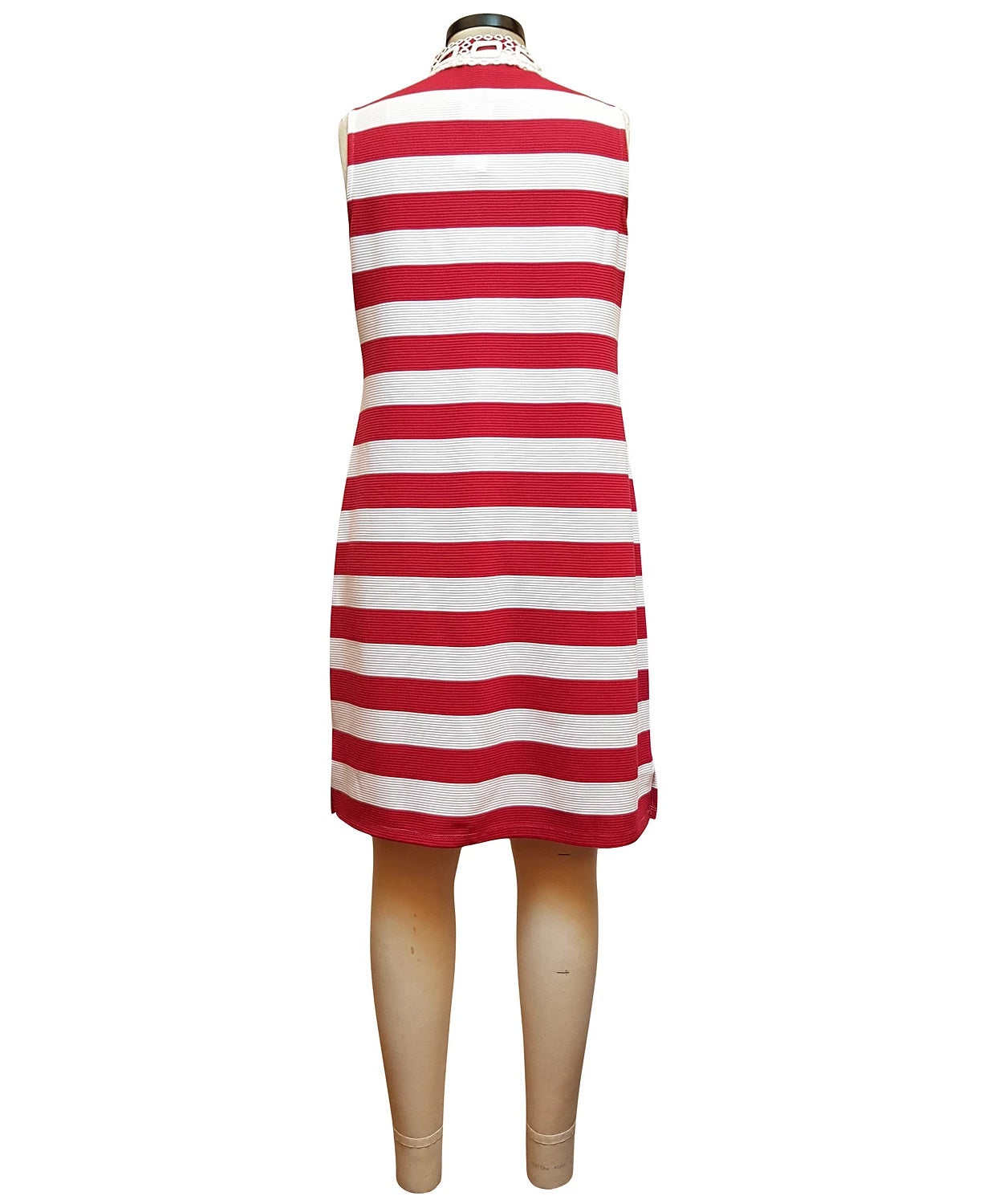 Charter Club Women's Split Neck Ottoman Stripe Dress Red Size X-Large