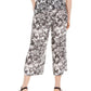 Charter Club Women's Printed Wide Leg Capri Pants White Size Medium
