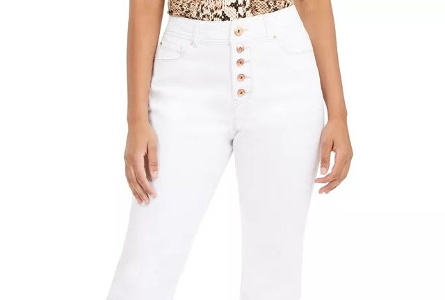 INC International Concepts Women's Curvy Double-Hem Ankle Jeans White Size 12