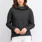 BCX Juniors' Textured Cowlneck Sweater Black Size Large