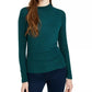 BCX Junior's Textured Side Ruched Mock Neck Sweater Green Size Large