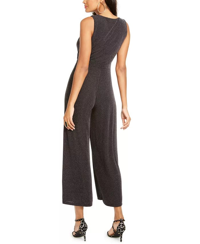 Thalia Sodi Women's Metallic Cowlneck Jumpsuit  Silver Size Large