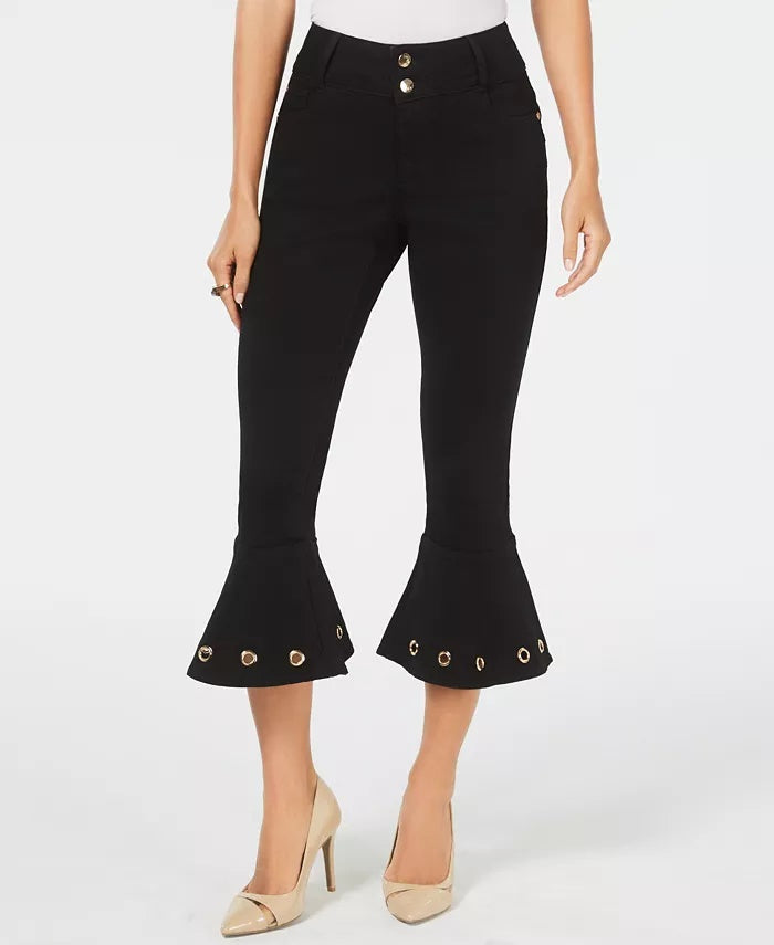 Thalia Sodi Women's Cropped Embellished Jeans Black Size 10