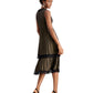Taylor Women's Lace Trim Metallic Tiered Dress Black Size 16